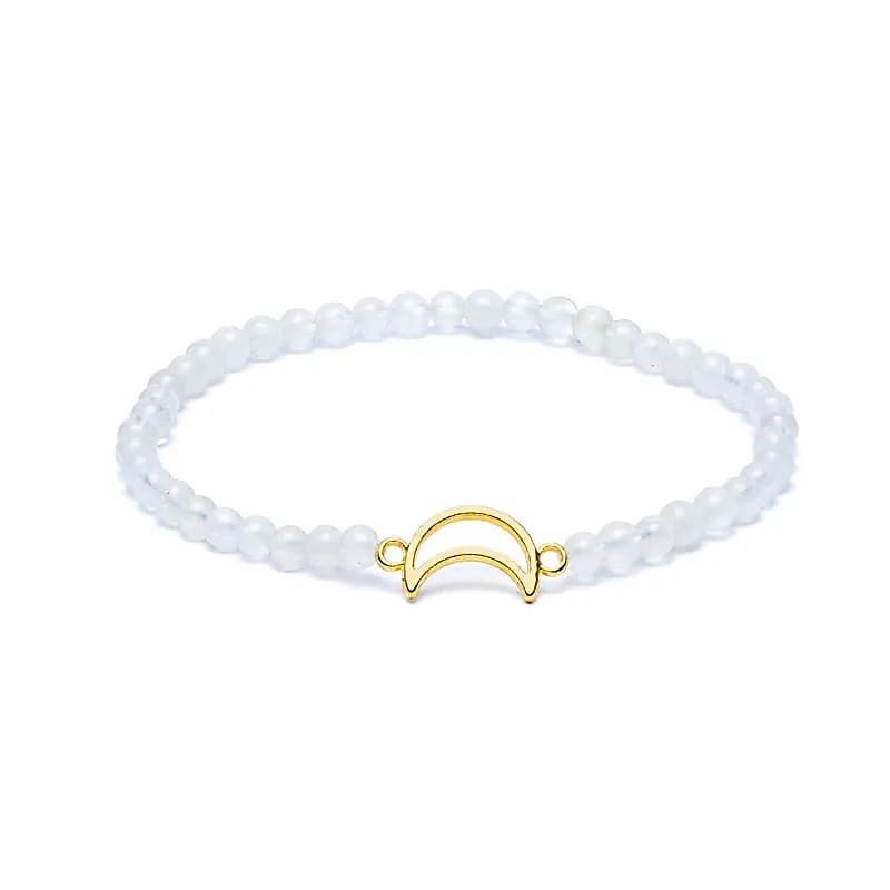Edelsteen armband maansteen met maan - Mindfulshop - wit