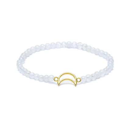 Edelsteen armband maansteen met maan - Mindfulshop - wit