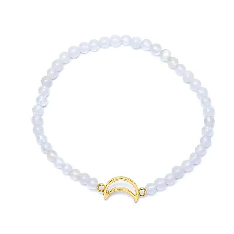 Edelsteen armband maansteen met maan - Mindfulshop - wit