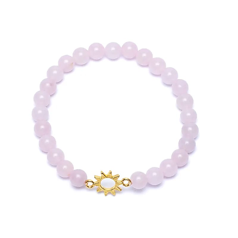 Edelsteen armband rozenkwarts met zon bedel - Mindfulshop - roze