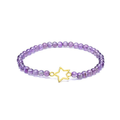 Edelsteen armband amethist met ster bedel - Mindfulshop - paars