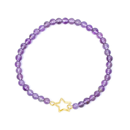 Edelsteen armband amethist met ster bedel - Mindfulshop - paars
