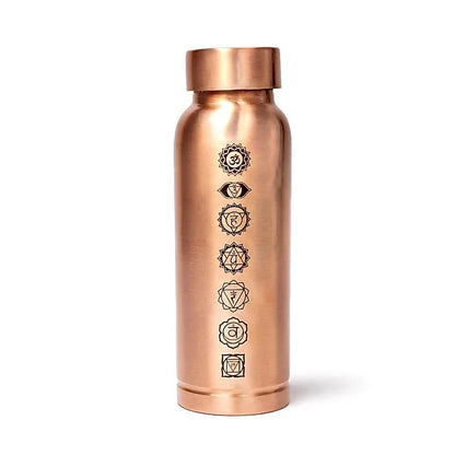 Koperen waterfles 7 chakra's lasergegraveerd – 500 ml