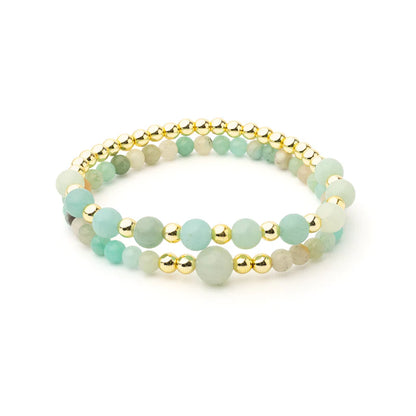Edelsteen armband amazoniet & hematiet - set van 2