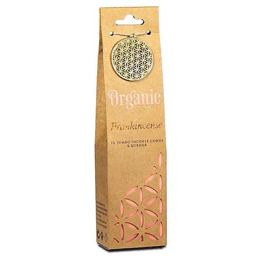 Wierookkegels frankincense + houder - Organic Goodness 