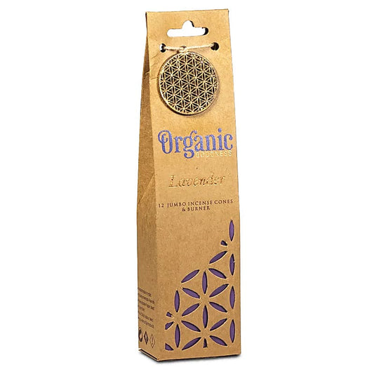 Wierookkegels lavendel + houder - Organic Goodness 