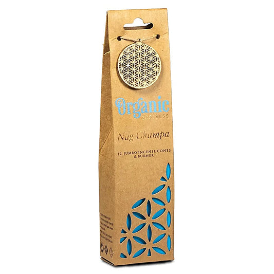 Wierookkegels nag champa + houder - Organic Goodness 