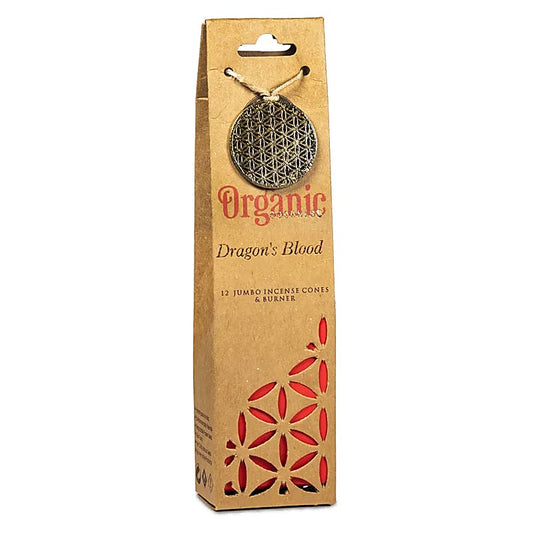 Wierookkegels dragon's blood + houder - Organic Goodness 