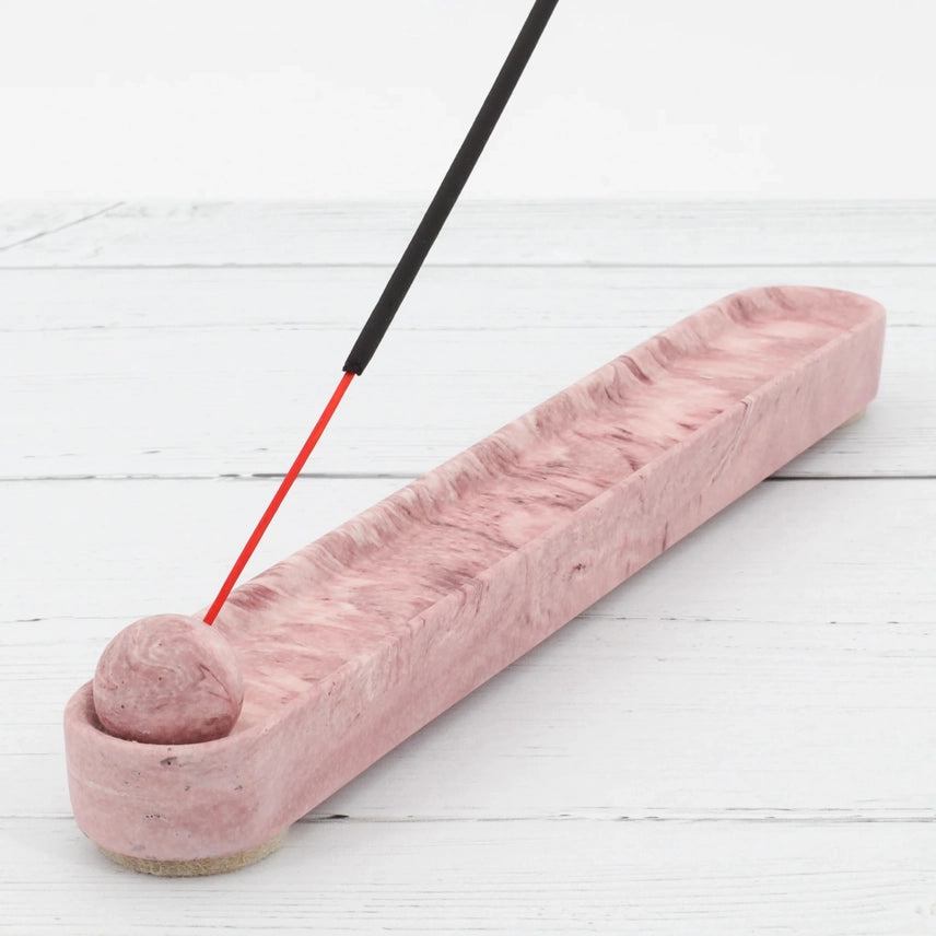 Wierookhouder handgemaakt jesmonite - pink marble