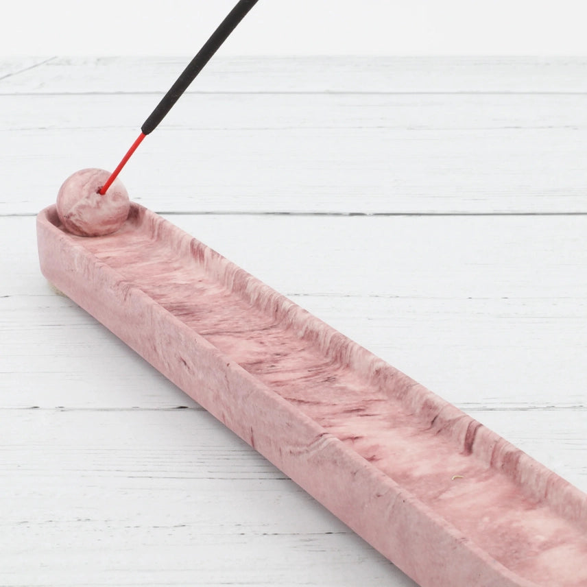 Wierookhouder handgemaakt jesmonite - pink marble
