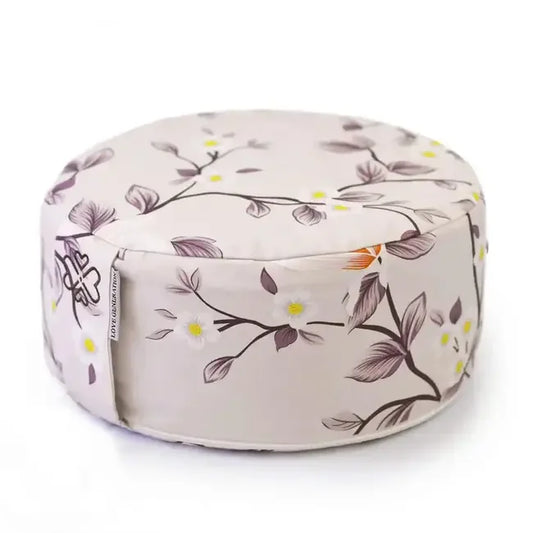 Meditatiekussen rond print - Love Generation - field flowers - The Mindfulshop