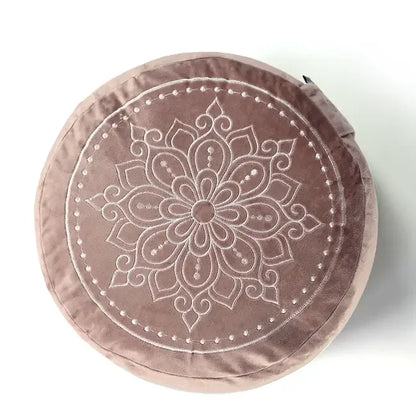 Meditatiekussen rond velvet mandala print - Love Generation - roze - The Mindfulshop