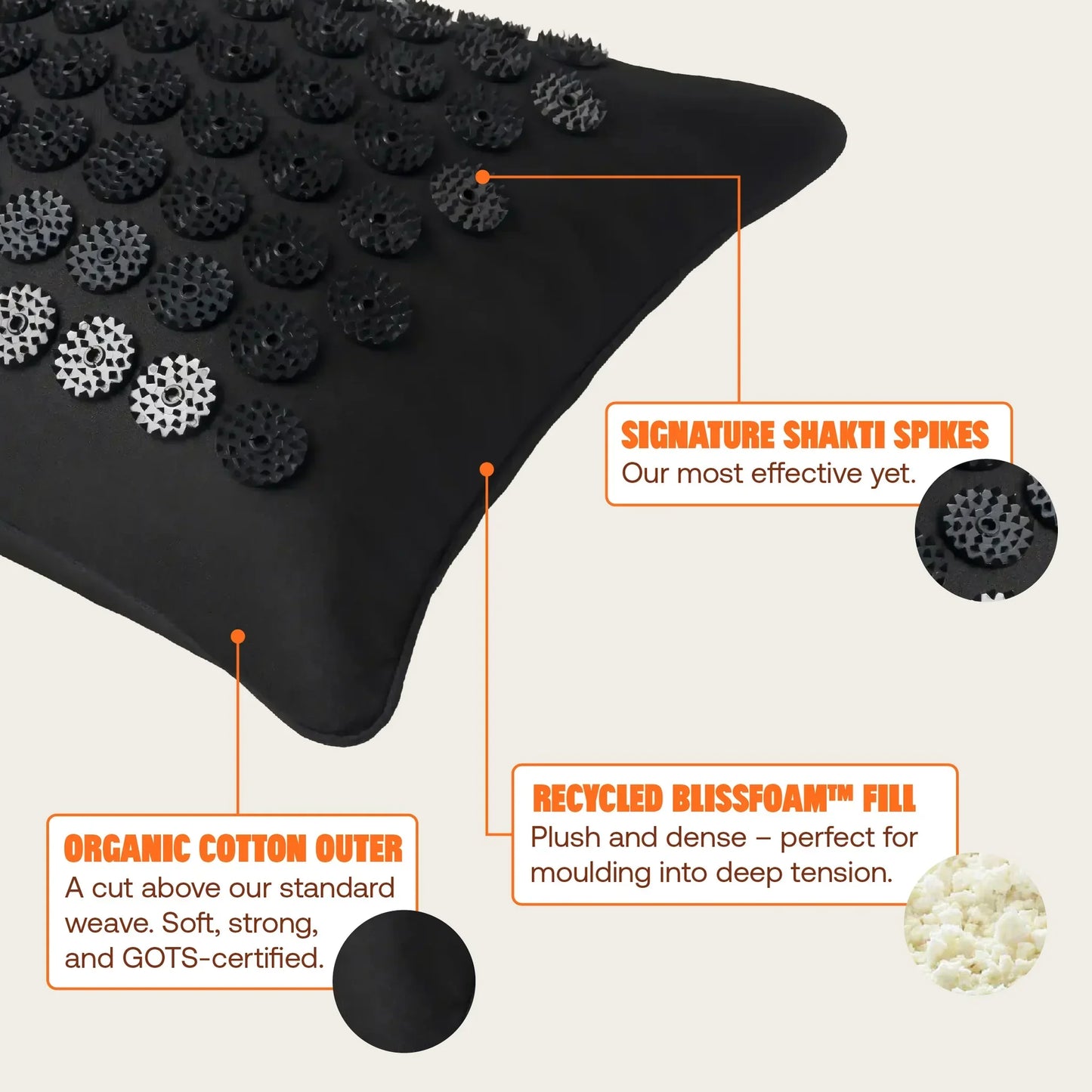 Shakti spijkermat kussen acupressuur premium - original level 2 - zwart