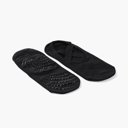 Zwarte yoga sokken met anti-slip noppen voor stabiliteit tijdens oefeningen en meditatie