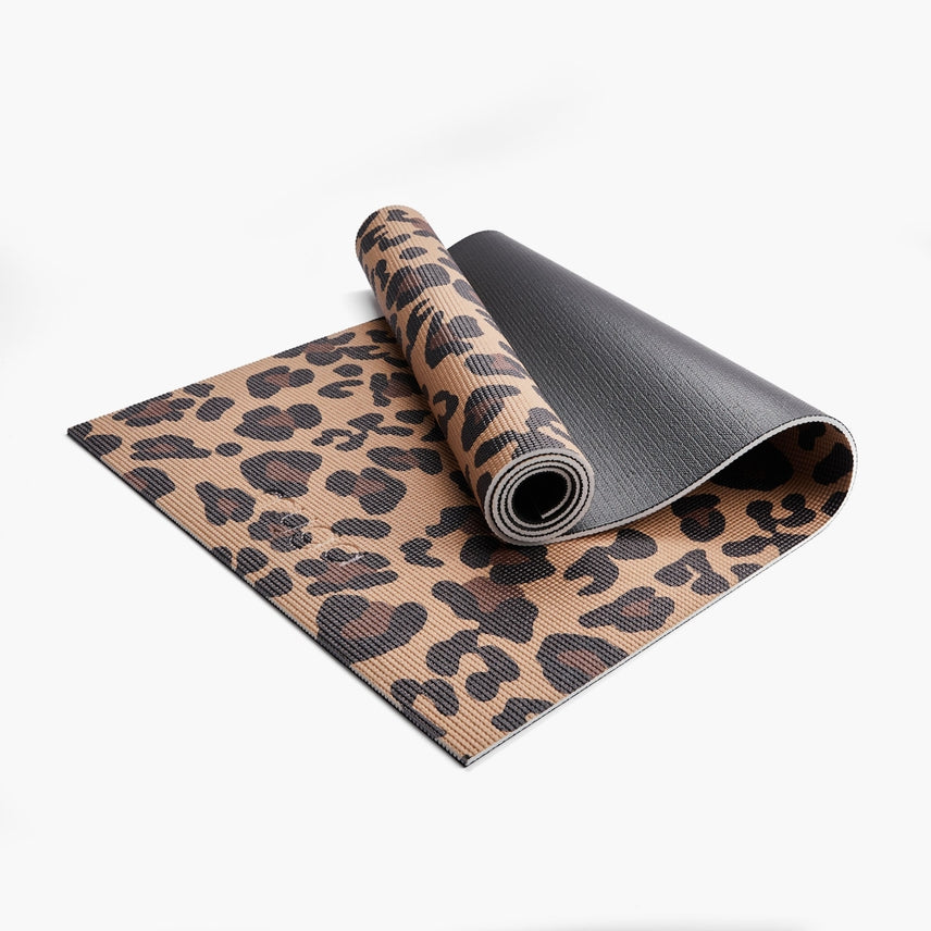 Yogamat leopard print extra dik 6 mm - Myga - beige / bruin