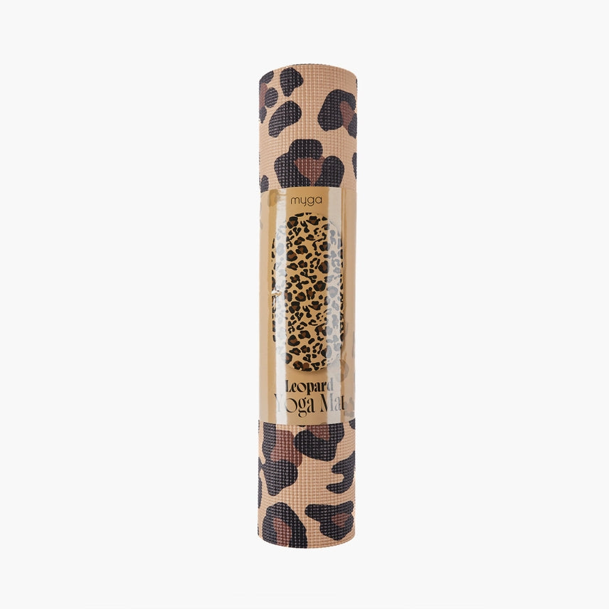 Yogamat leopard print extra dik 6 mm - Myga - beige / bruin