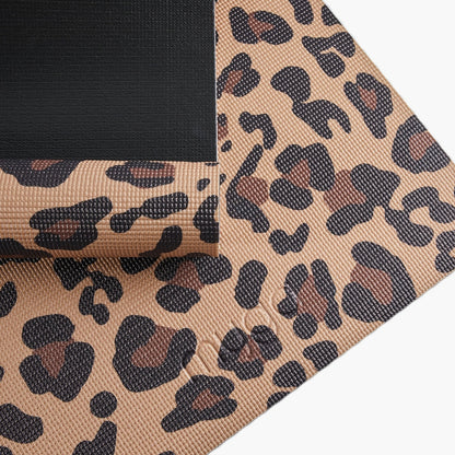 Yogamat leopard print extra dik 6 mm - Myga - beige / bruin