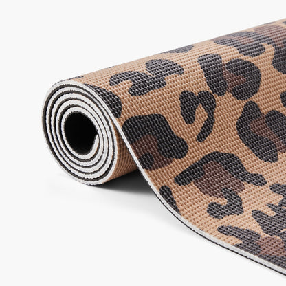 Yogamat leopard print extra dik 6 mm - Myga - beige / bruin