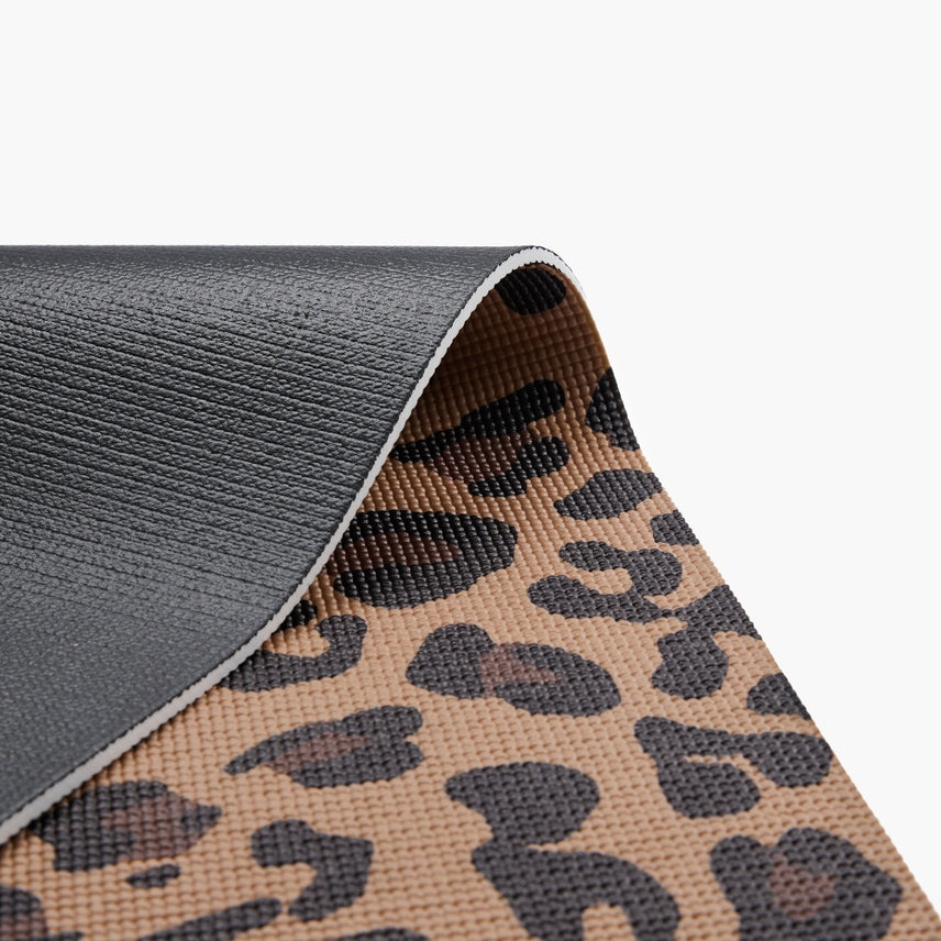 Yogamat leopard print extra dik 6 mm - Myga - beige / bruin