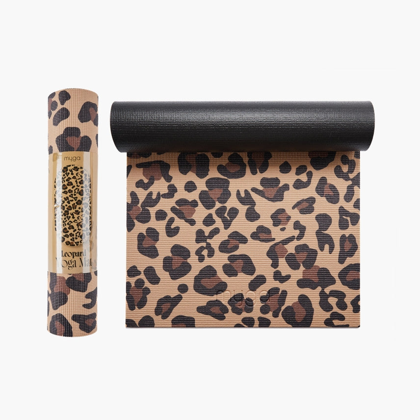 Yogamat leopard print extra dik 6 mm - Myga - beige / bruin