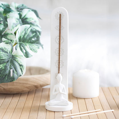 Wierookhouder chakra's en yogahouding - wit