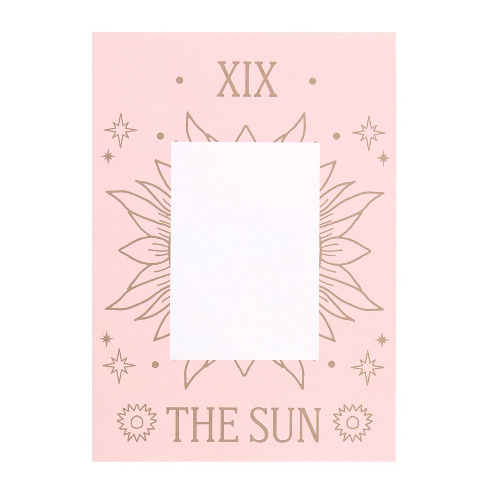 Tarot ketting op wenskaart - The sun - goud