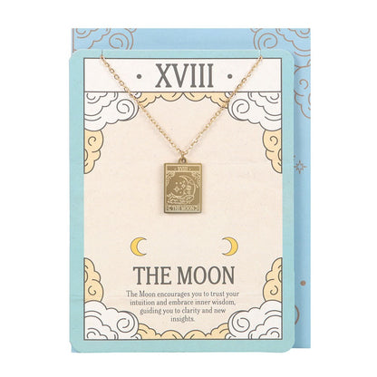 Tarot ketting op wenskaart - The moon - goud