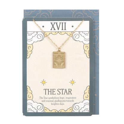 Tarot ketting op wenskaart - The star - goud