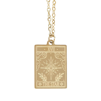 Tarot ketting op wenskaart - The star - goud