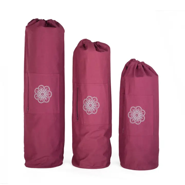 Yogatas extra groot voor wollen yogamatten - 75 cm - Bodhi Surya - aubergine