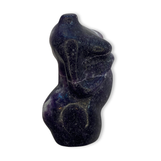 Edelsteen torso zwangere vrouw lepidoliet - 6 cm