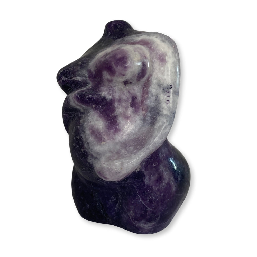 Edelsteen torso zwangere vrouw lepidoliet - 6 cm