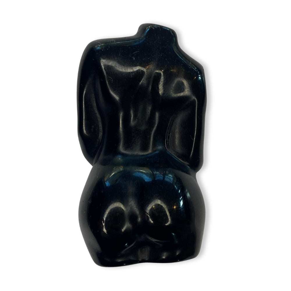 Edelsteen torso zwangere vrouw zwarte obsidiaan - 6 cm