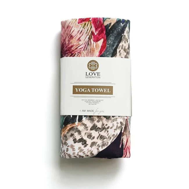 Yoga handdoek tweezijdig - Love Generation - royal peacock
